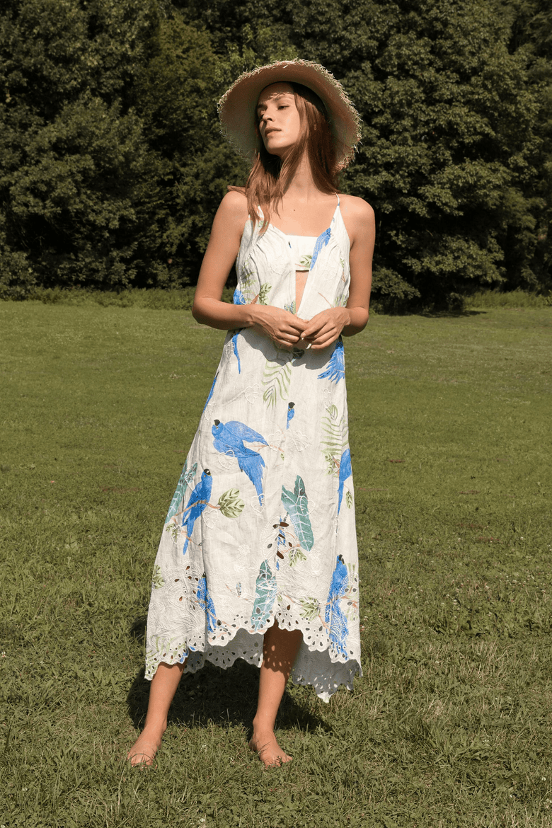 Parrot Dress, Alternate, color, Cream