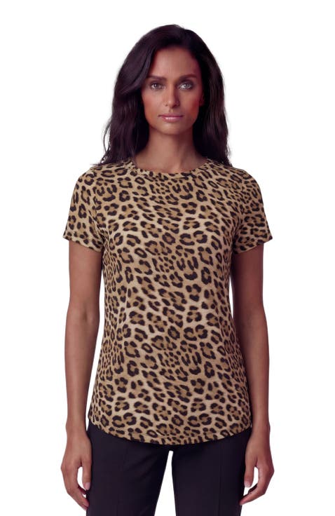 Leopard Womens Cap Sleeve Top