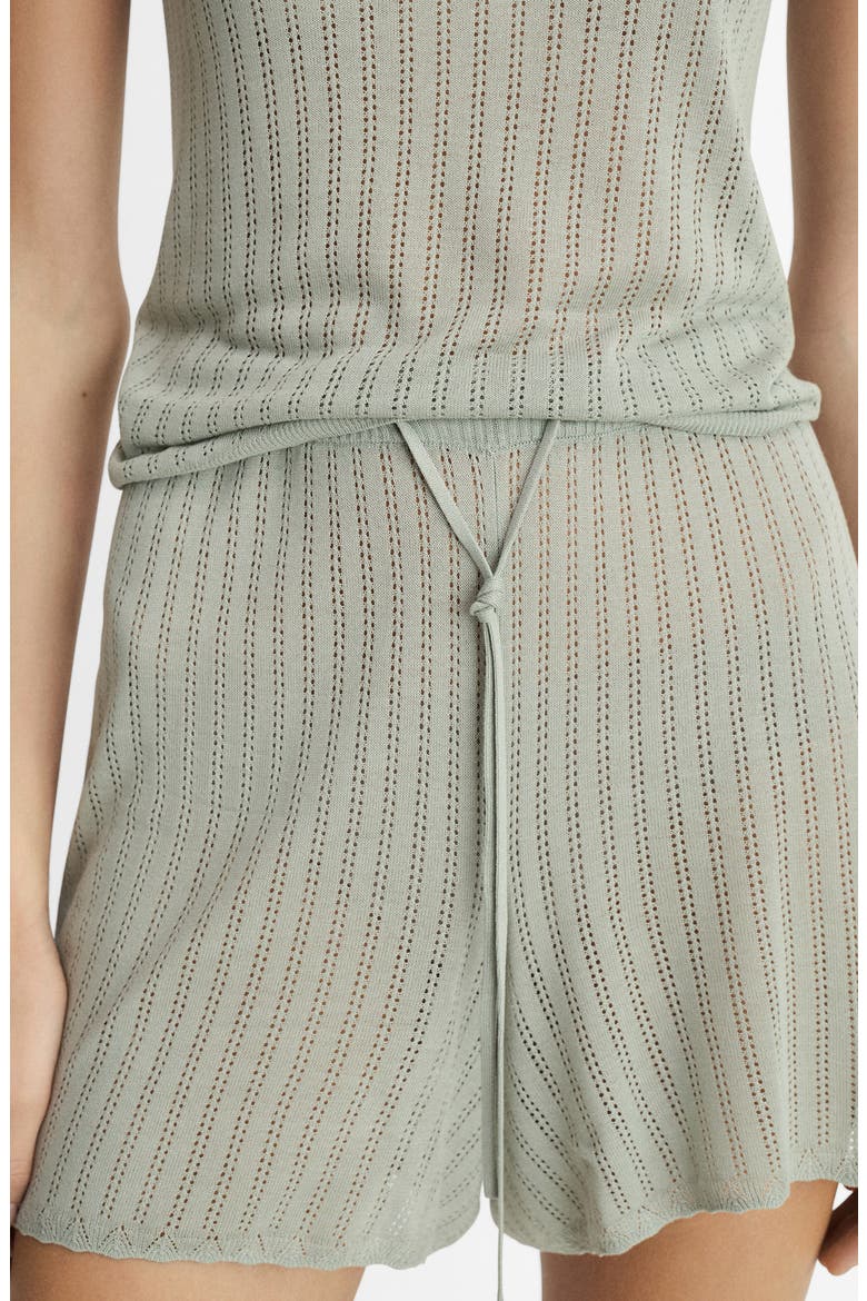 Pointelle Pajama Shorts, Alternate, color, AQUA GREEN
