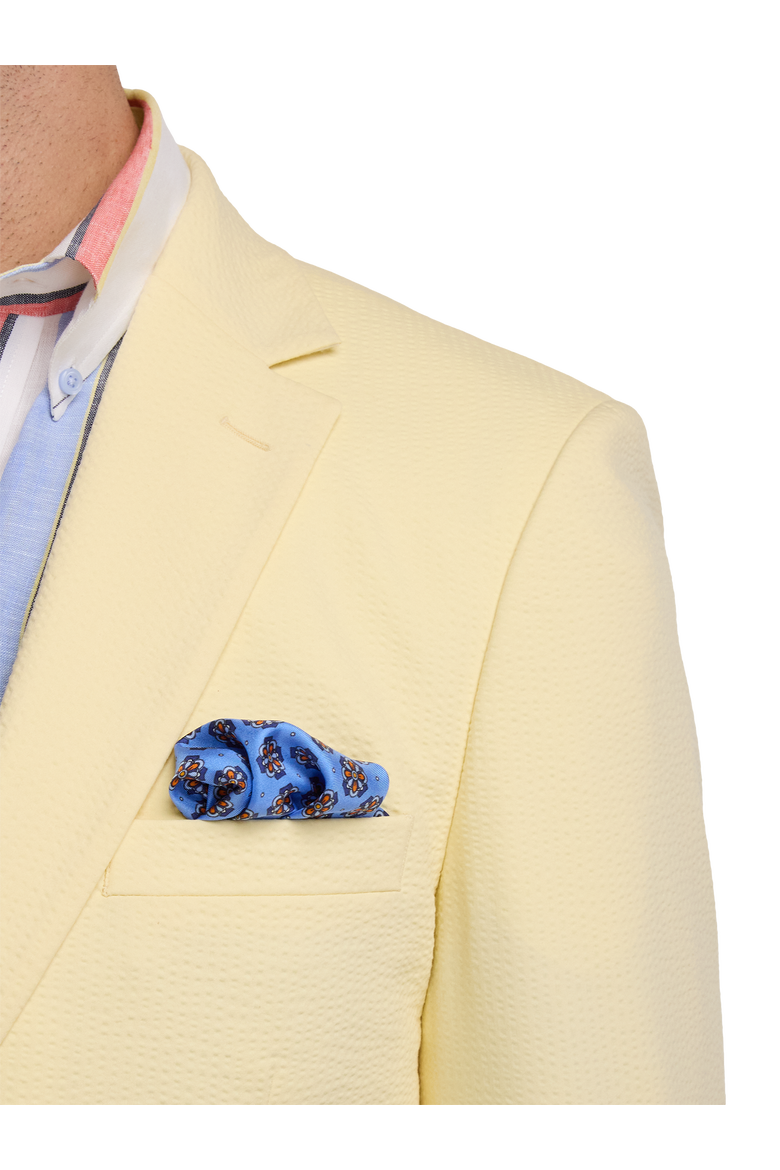 Cotton Blend Seersucker Single Breasted Notch Lapel Sport Coat, Alternate, color, Light Yellow