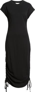 Caslon® Ruched Cotton Midi T-Shirt Dress