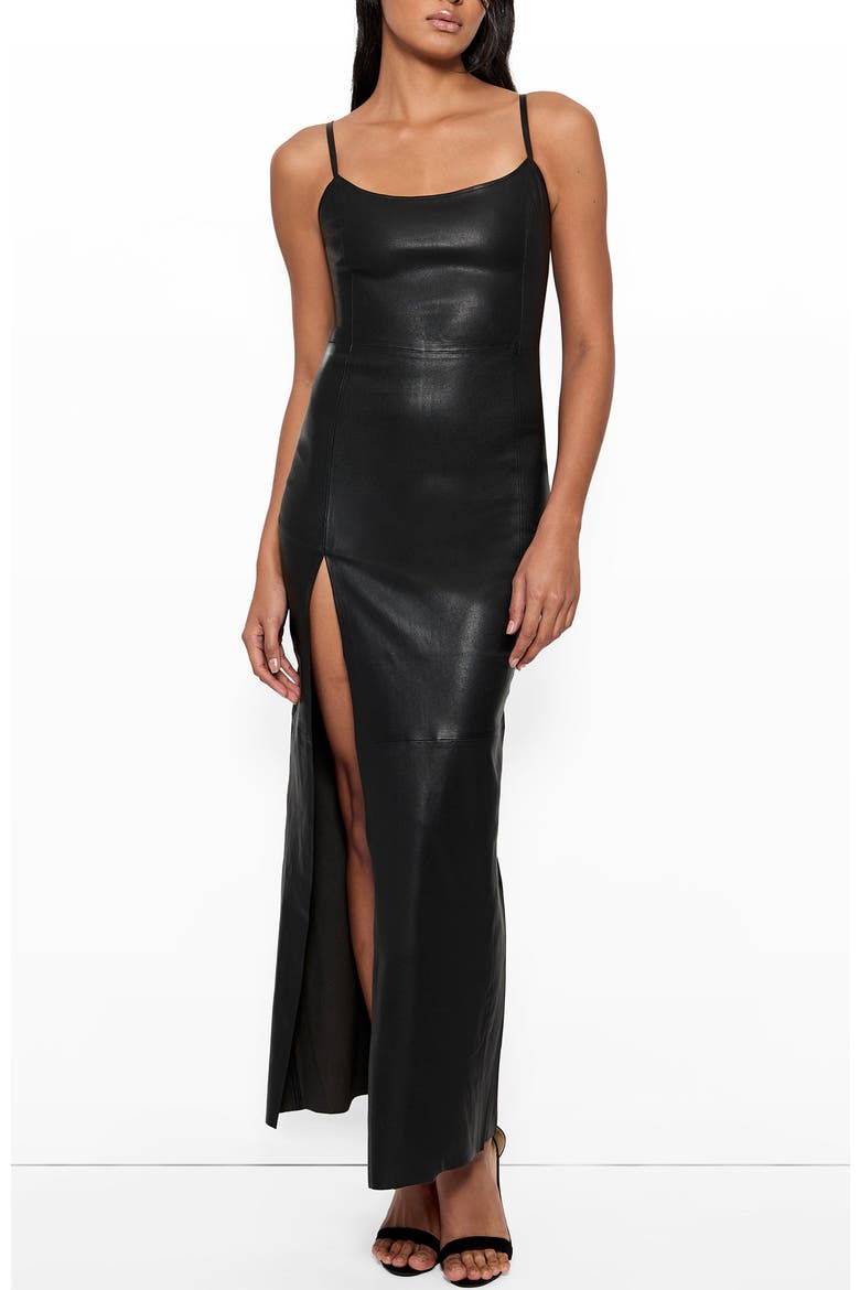 Aphrodite Stretch Leather Dress, Alternate, color, Black