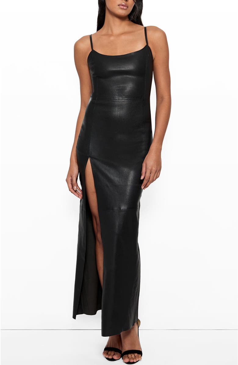 AS by DF Aphrodite Stretch Leather Dress, Alternate, color, Black