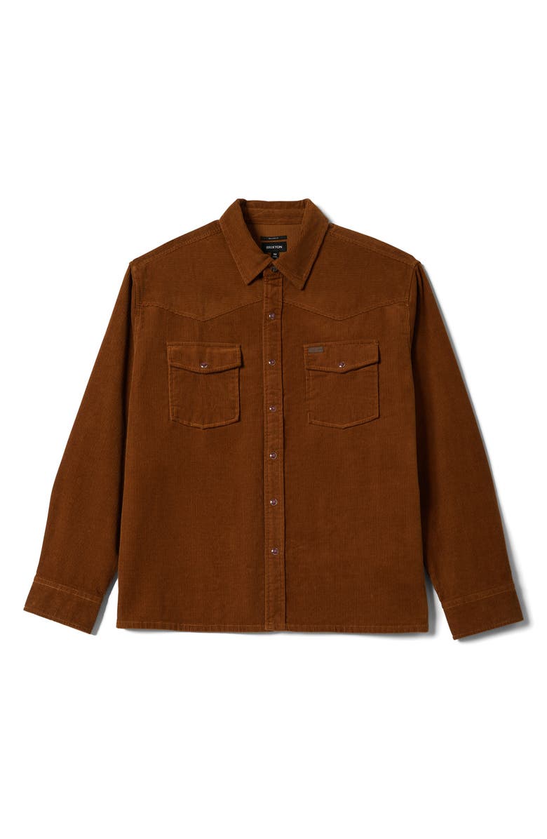 Brixton New West Relaxed Corduroy Snap-Up Overshirt, Alternate, color,