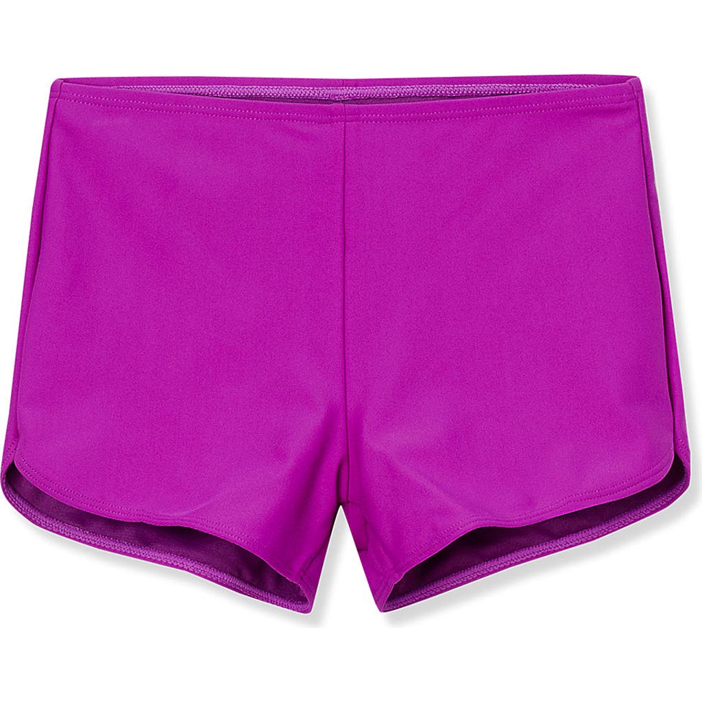 Shop Lands' End Girls Swim Boy Shorts In Neon Purple