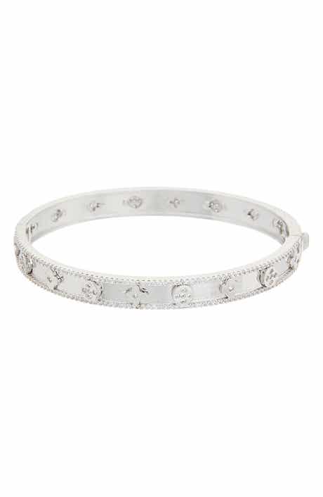 Juvell Cubic Zirconia Hinged Bangle Bracelet