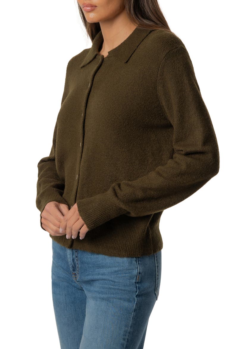 Serafina Polo Cardigan, Alternate, color, VINTAGE OLIVE