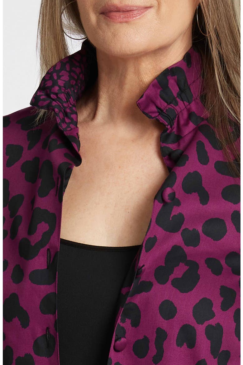 Carolina Animal Print Cotton Sateen Button-Up Shirt, Alternate, color, PLUM/ BLACK