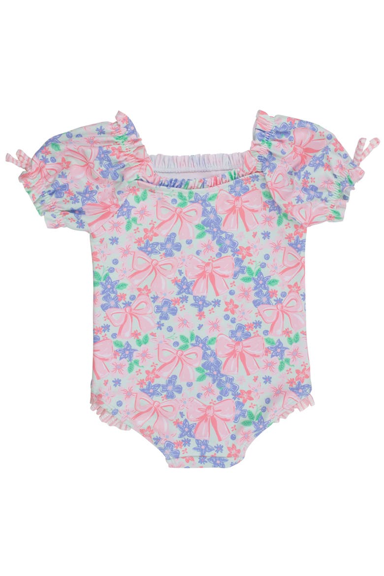 UPF50+ Puff Sleeve One Piece Swimsuit, Alternate, color, Bow Blooms