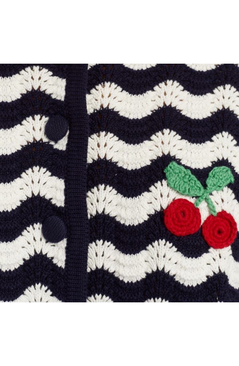 Chinti & Parker Cotton Cherry Crochet Cardigan, Alternate, color, Blue/Cream