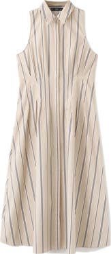 MANGO Stripe Sleeveless Midi Shirtdress