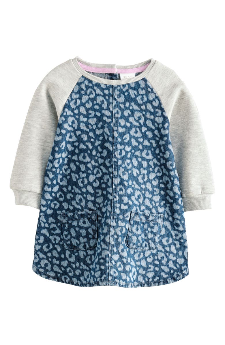 NEXT Kids' Leopard Raglan Sleeve Dress, Main, color, Multi