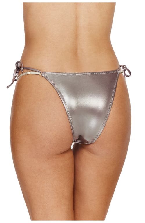 Flirtt Gottex Moonlight Layered Side Tie Bikini Bottom In Gray