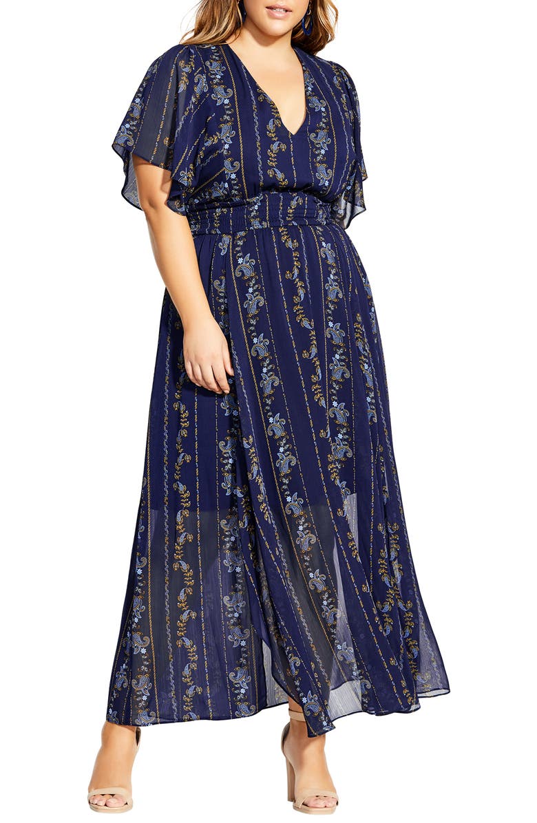 City Chic Paisley Play Maxi Dress, Main, color, 