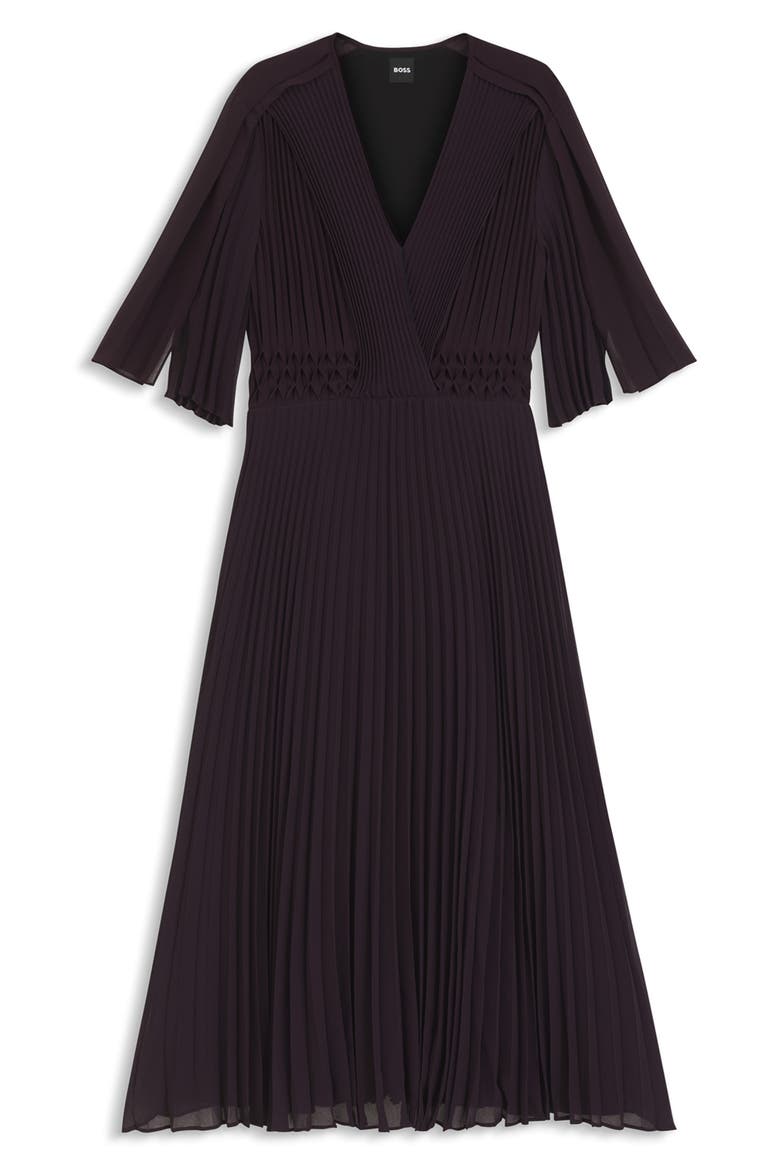 Dailey Pleated Midi Dress, Alternate, color, DARK CARMINE
