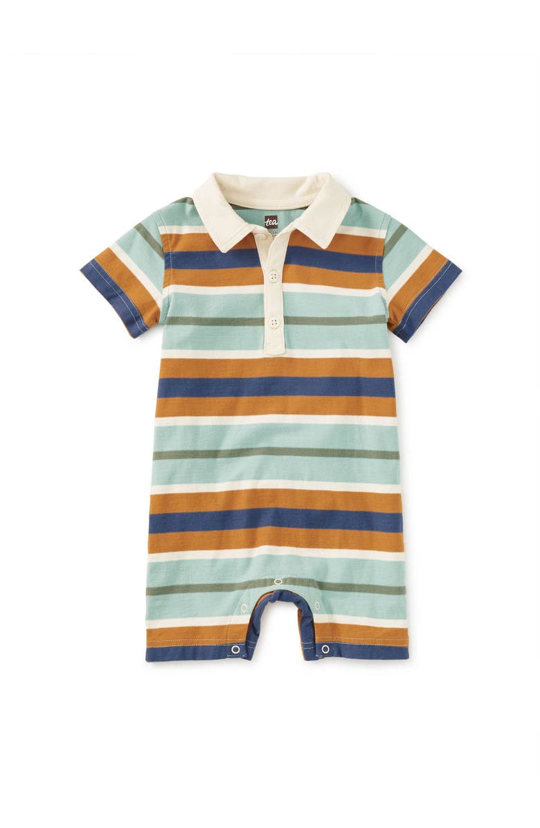Tea Collection Polo Baby Romper, Main, color, Mineral