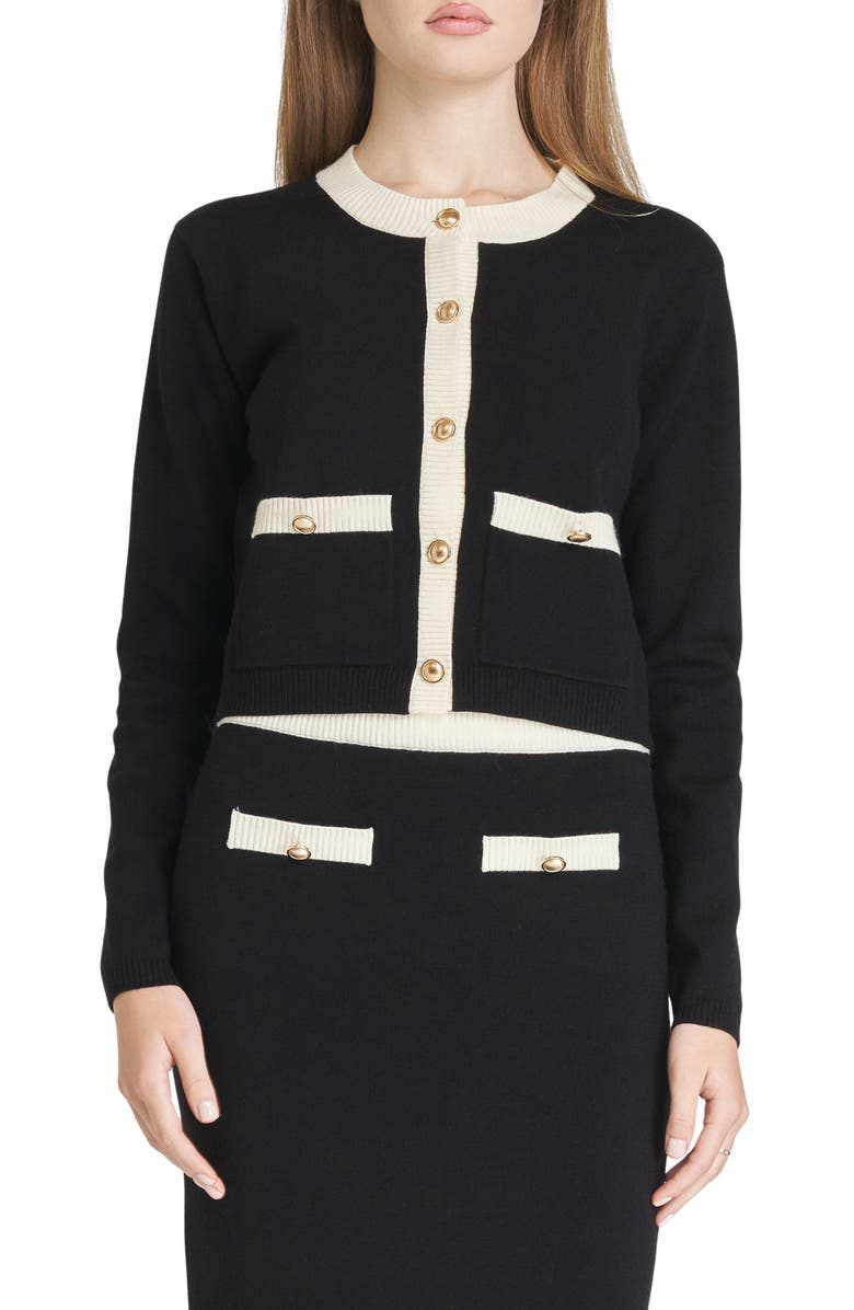 WAYF Catherine Contrast Trim Cardigan, Main, color,