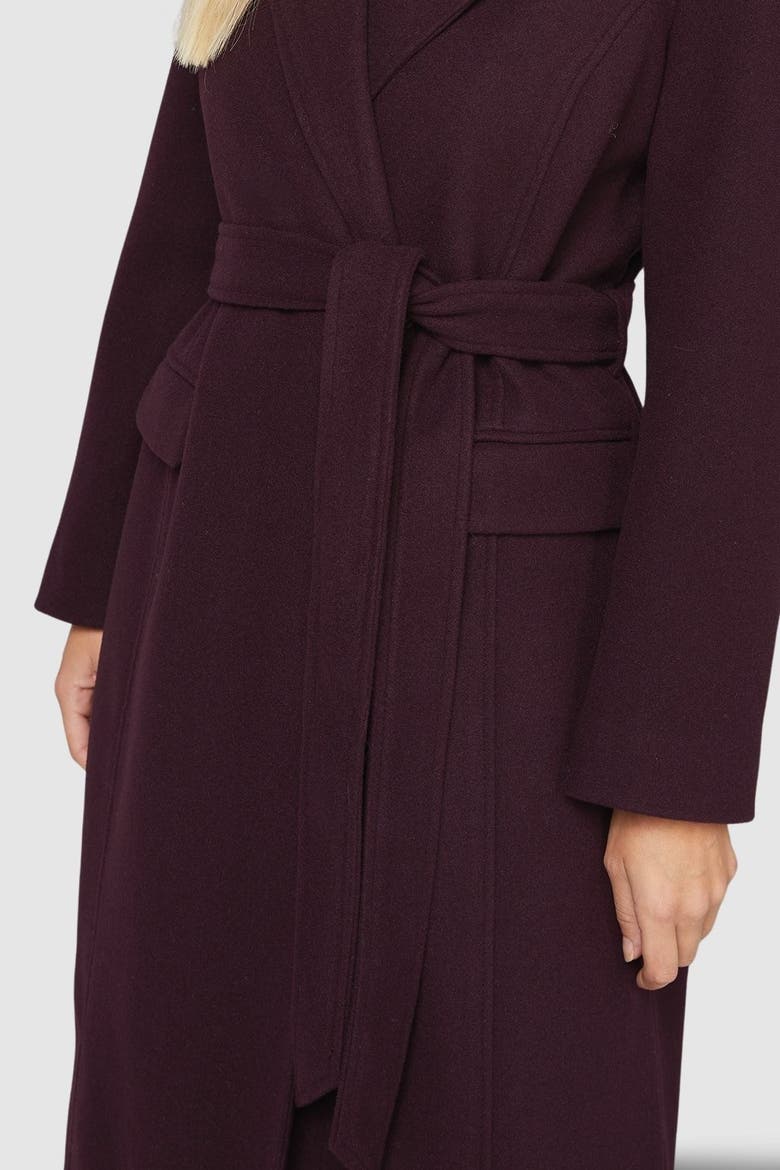 Petite Longline Belted Coat, Alternate, color, Berry