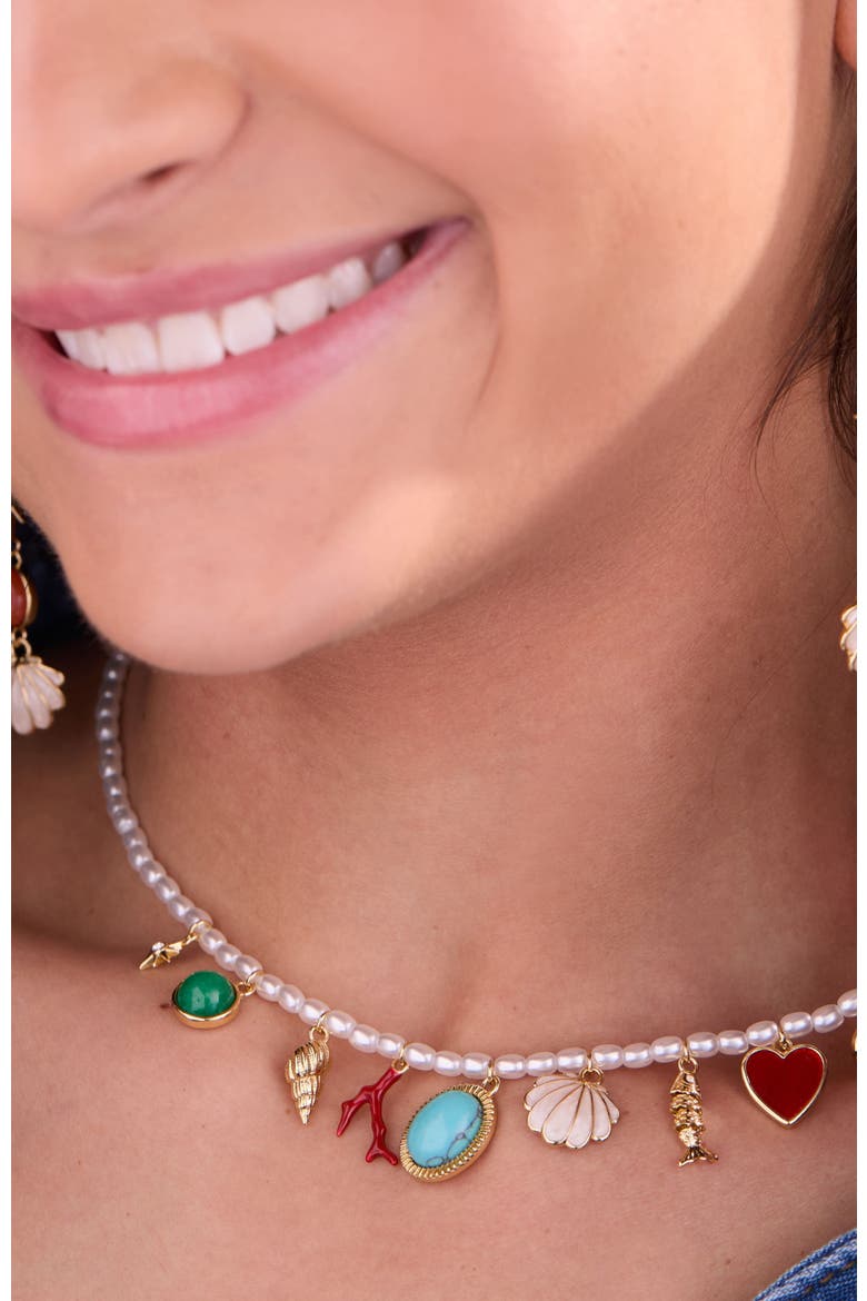 Moonlight Beach Pearl Charm Necklace, Alternate, color, Multi