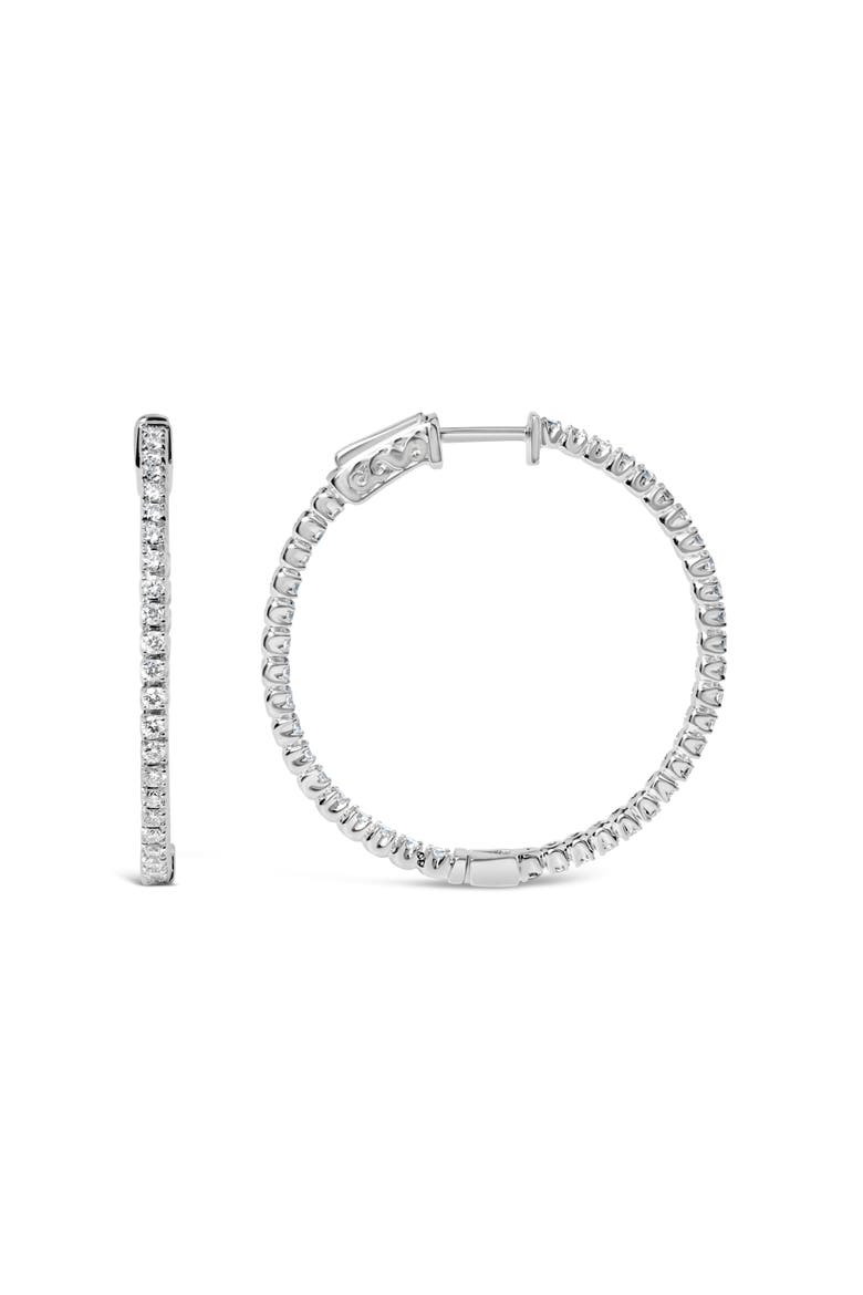 14K White Gold 1 1/2 Cttw Lab Grown Diamond Inside Out Hoop Earrings, Main, color, White