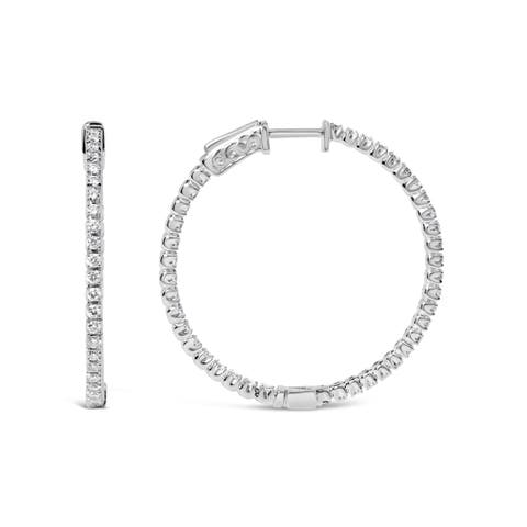 14K White Gold 1 1/2 Cttw Lab Grown Diamond Inside Out Hoop Earrings