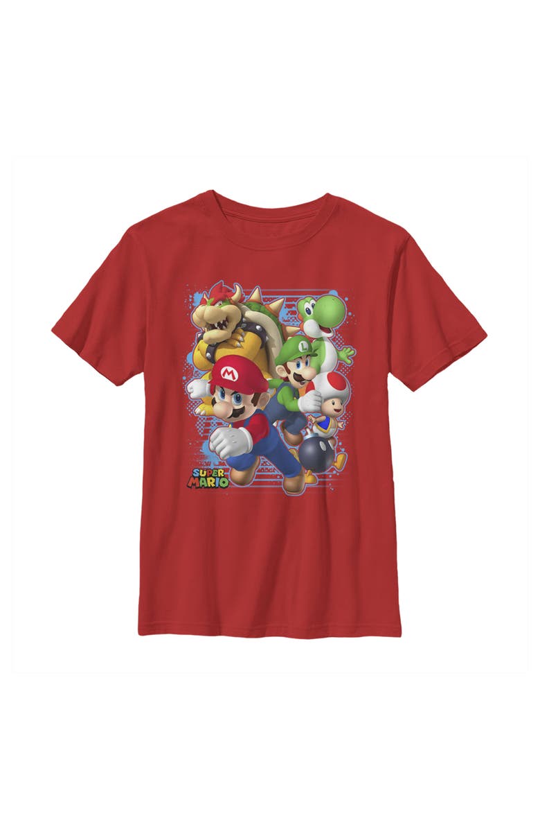 NINTENDO Boy's Nintendo Mario Tough Guys  Graphic T-Shirt, Main, color, Red