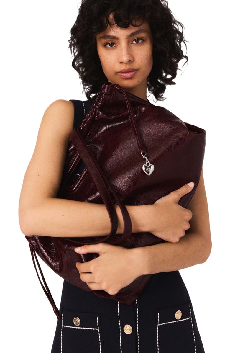 maje Straight dress in stitched knit, Alternate, color, Navy