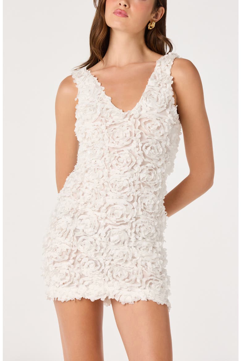 Magali 3D Floral Appliqué Dress, Alternate, color, WHITE