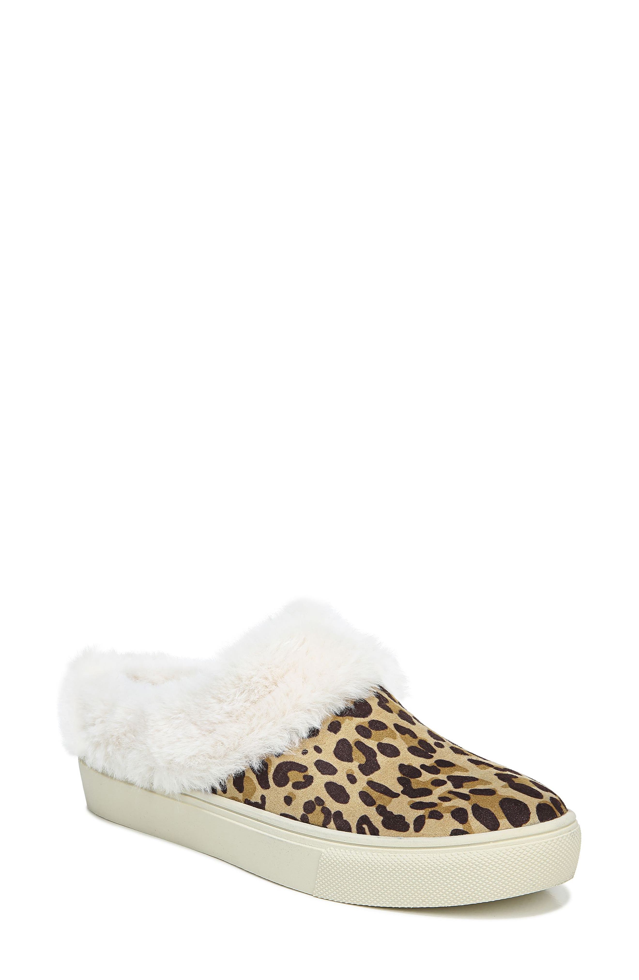 Now Chill Faux Fur Slipper, Main, color, TAN/ BLACK FABRIC