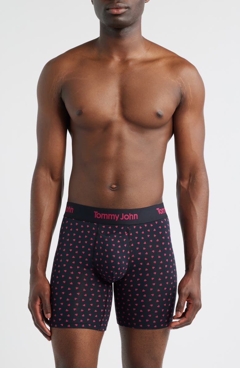 Tommy John Second Skin 4-Inch Boxer Briefs, Main, color, Black Charming Hearts