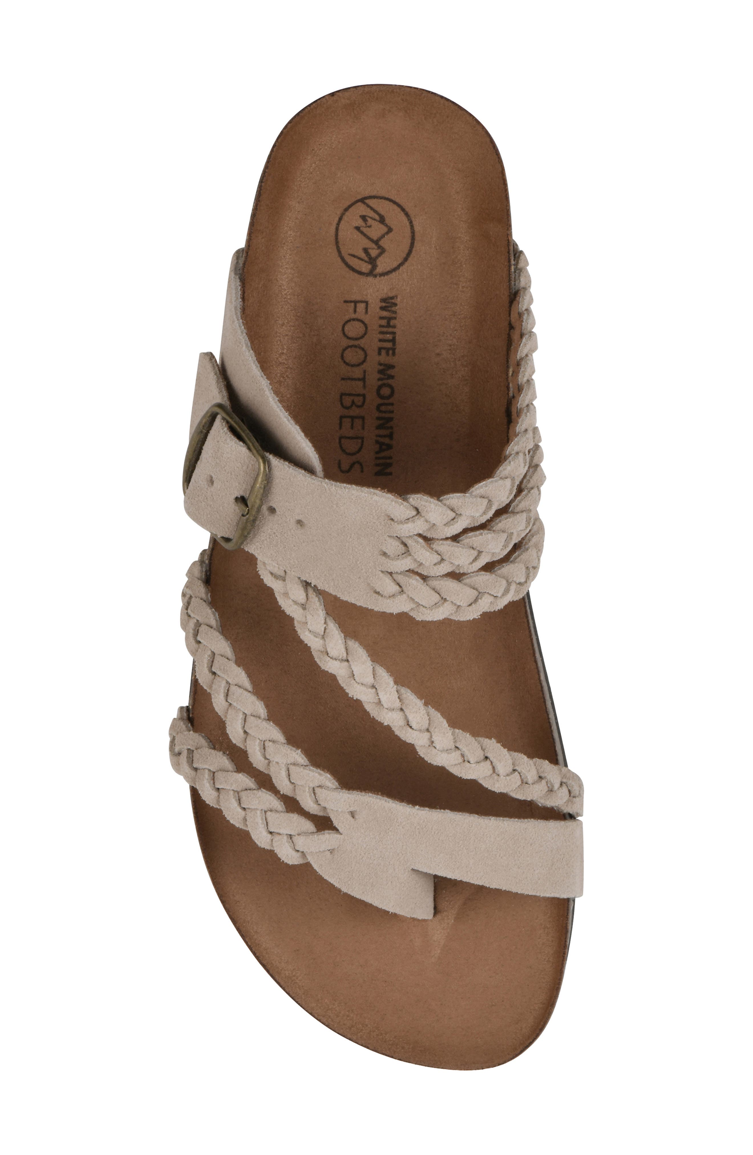 White Mountain Footwear Hayleigh Braided Leather Footbed Sandal, Alternate, color, Sandal Wood/ Suede