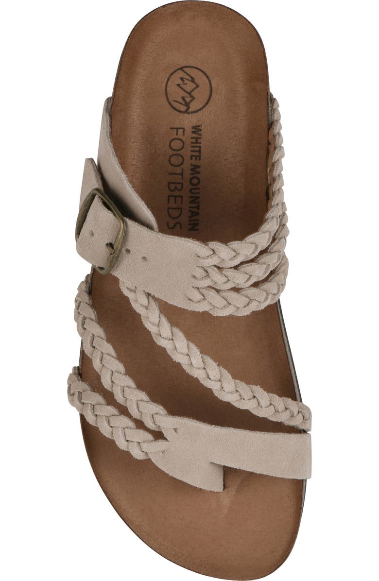 White Mountain Footwear Hayleigh Braided Leather Footbed Sandal, Alternate, color, Sandal Wood/ Suede