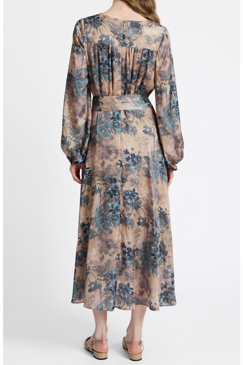 Aubree Long Sleeve Midi Dress in Floral Print, Alternate, color, Dune