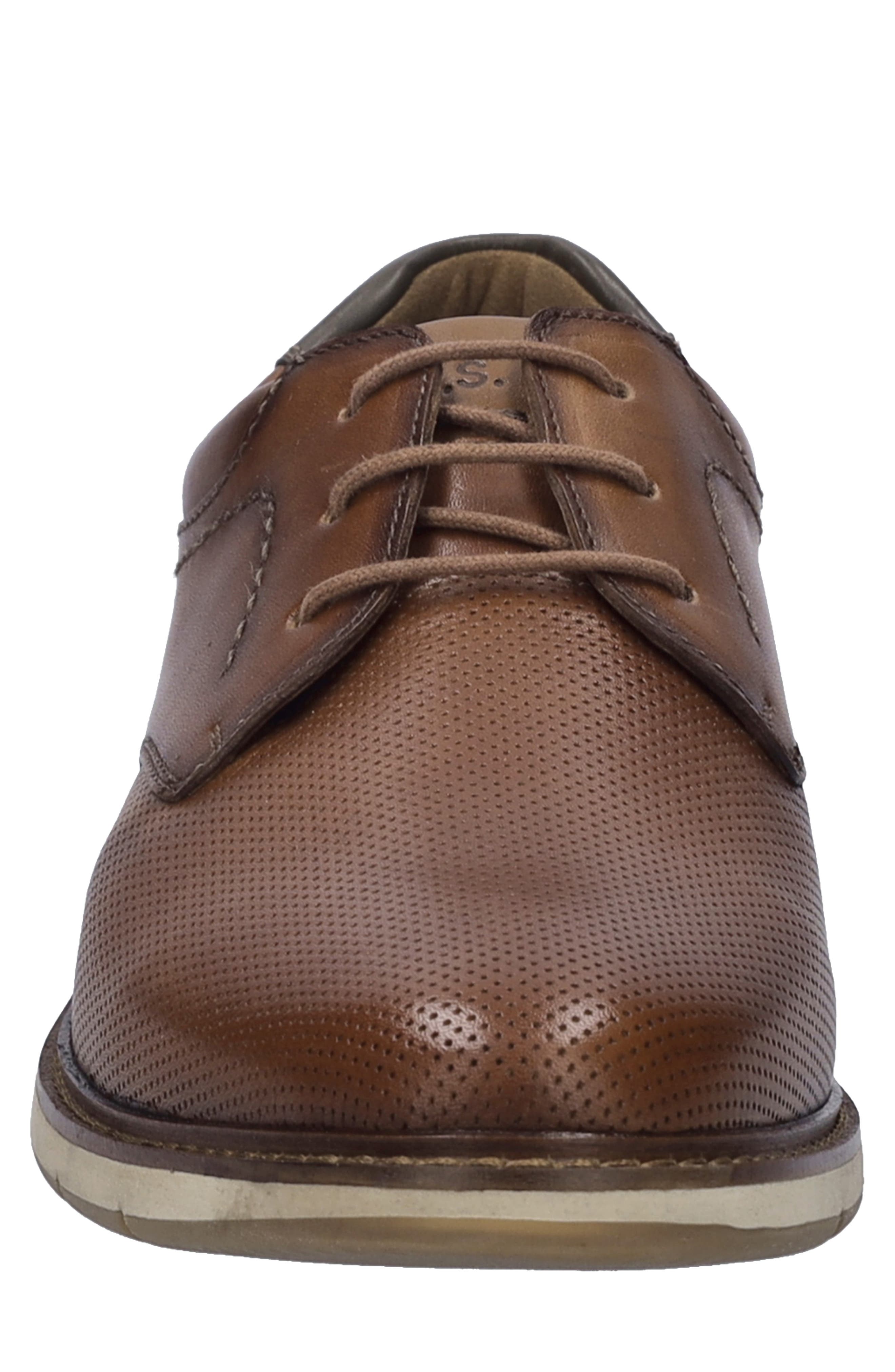 Stuart 02 Perforated Leather Derby, Alternate, color, CAMEL