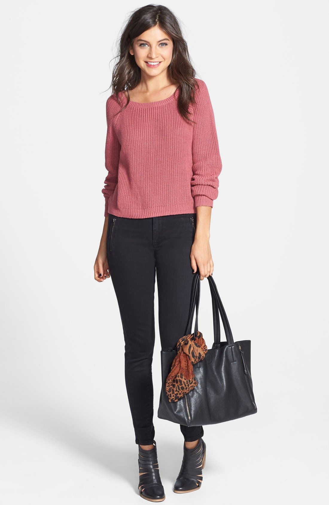 Hinge 'Dresden' Caged Leather Bootie, Alternate, color, 