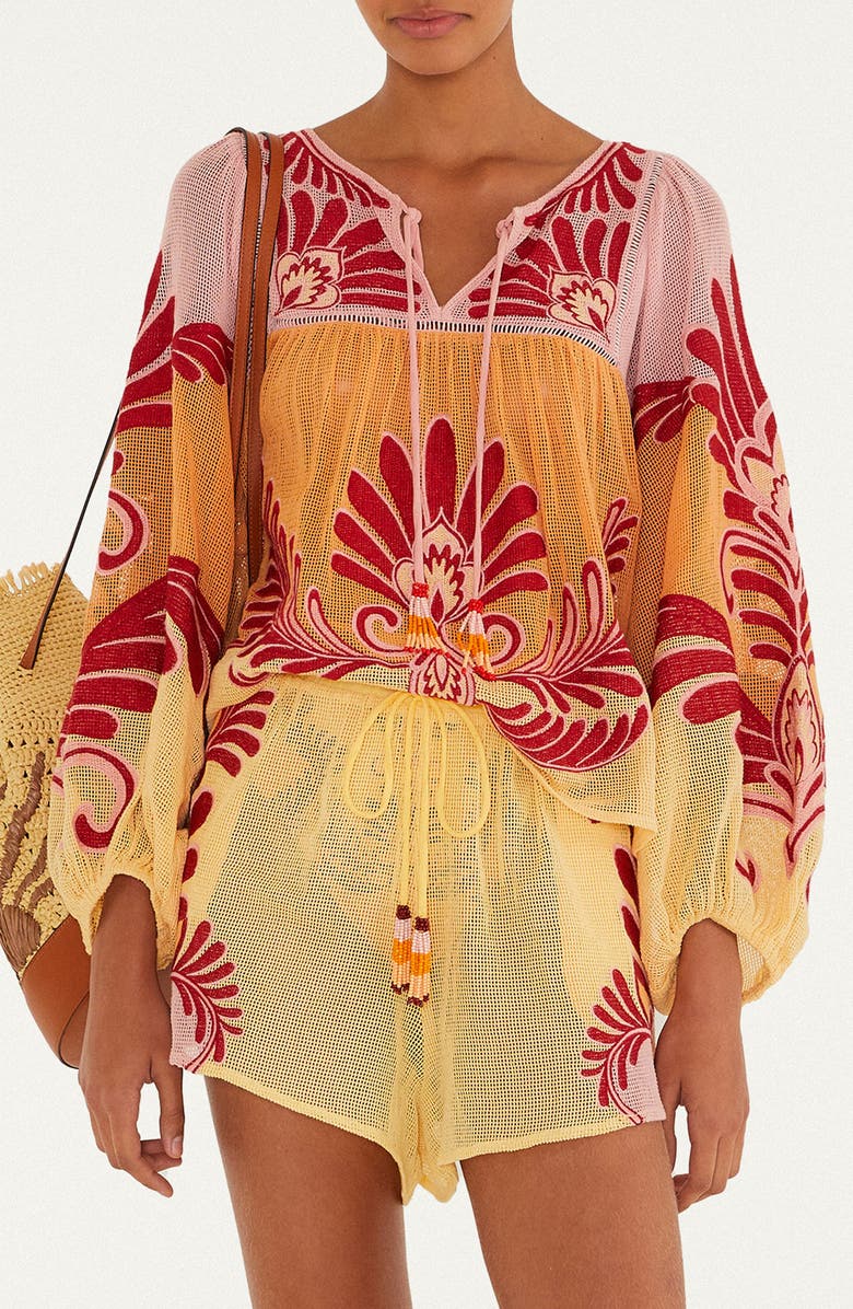 FARM Rio Arabesc Cover-Up Shirt, Main, color, Soft Yellow