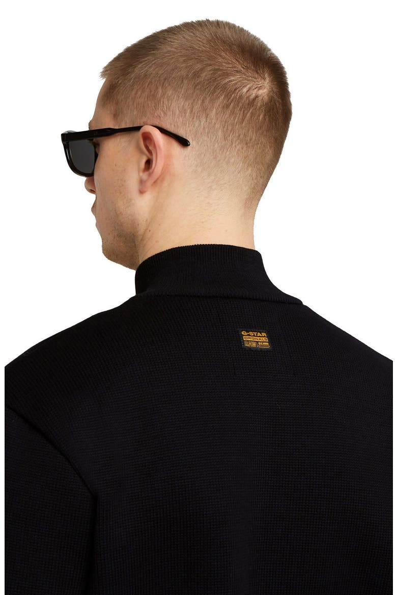 Mixed Media Organic Cotton Zip-Up Bomber Jacket, Alternate, color, DARK BLACK