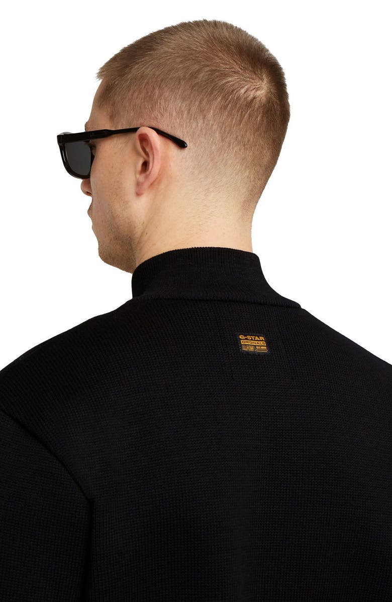 G-STAR Mixed Media Organic Cotton Zip-Up Bomber Jacket, Alternate, color, Dark Black