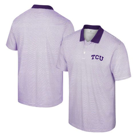 Men's Colosseum White/Purple TCU Horned Frogs Print Stripe Polo