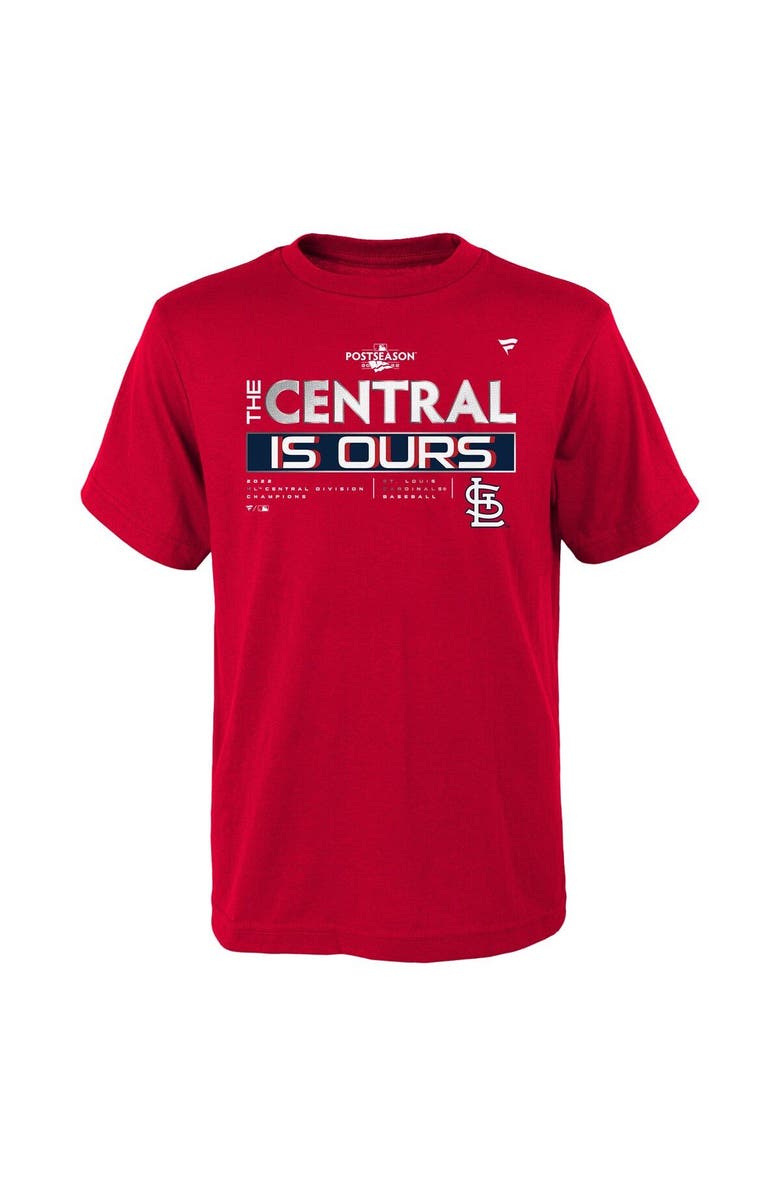 FANATICS Youth Fanatics Branded Red St. Louis Cardinals 2022 NL Central Division Champions Locker Room T-Shirt, Alternate, color,
