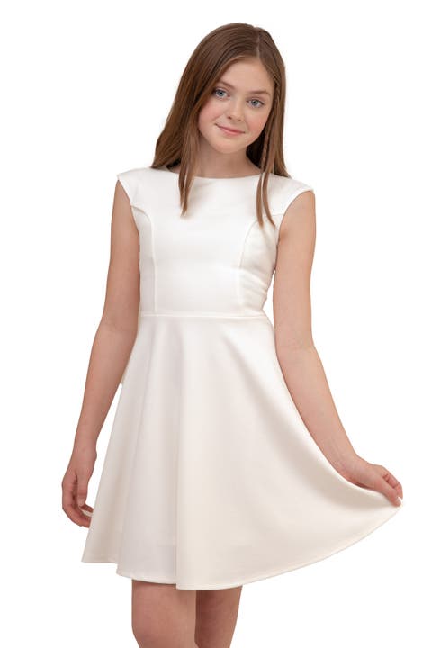 Textured Cap Sleeve Dress in Longer Length (Big Kid)