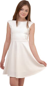 Un Deux Trois Textured Cap Sleeve Dress in Longer Length