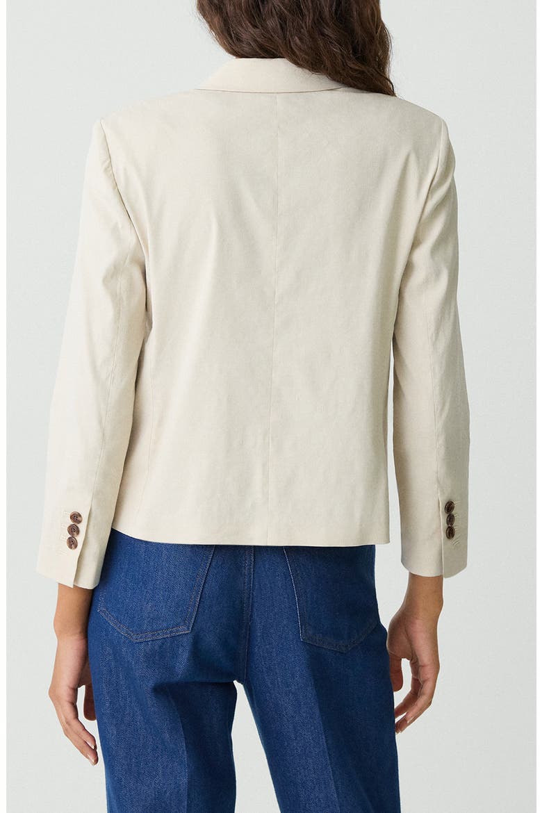 Linen Blend Shrunken Blazer, Alternate, color, STRAW
