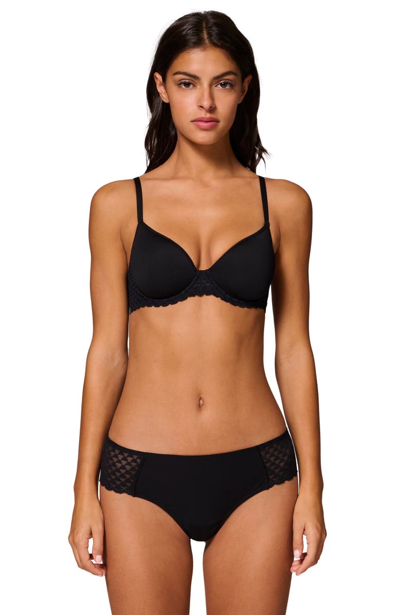 Simone Perele Subtile Lace Trim Boyshorts, Alternate, color, Black