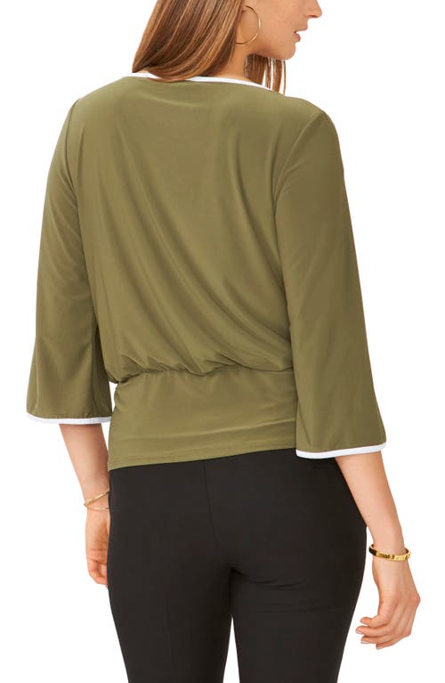 Chaus Banded Waist Flare Sleeve Top In Green