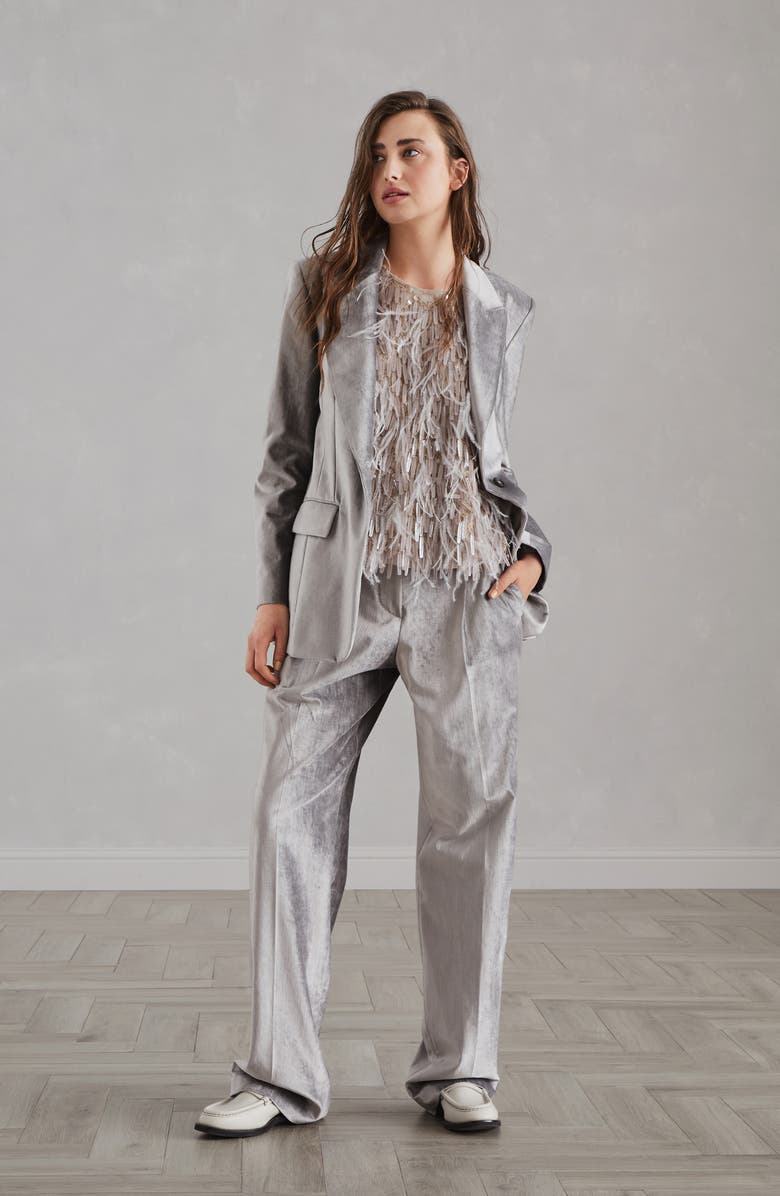 Brunello Cucinelli Dazzling Embroidery top, Alternate, color, 