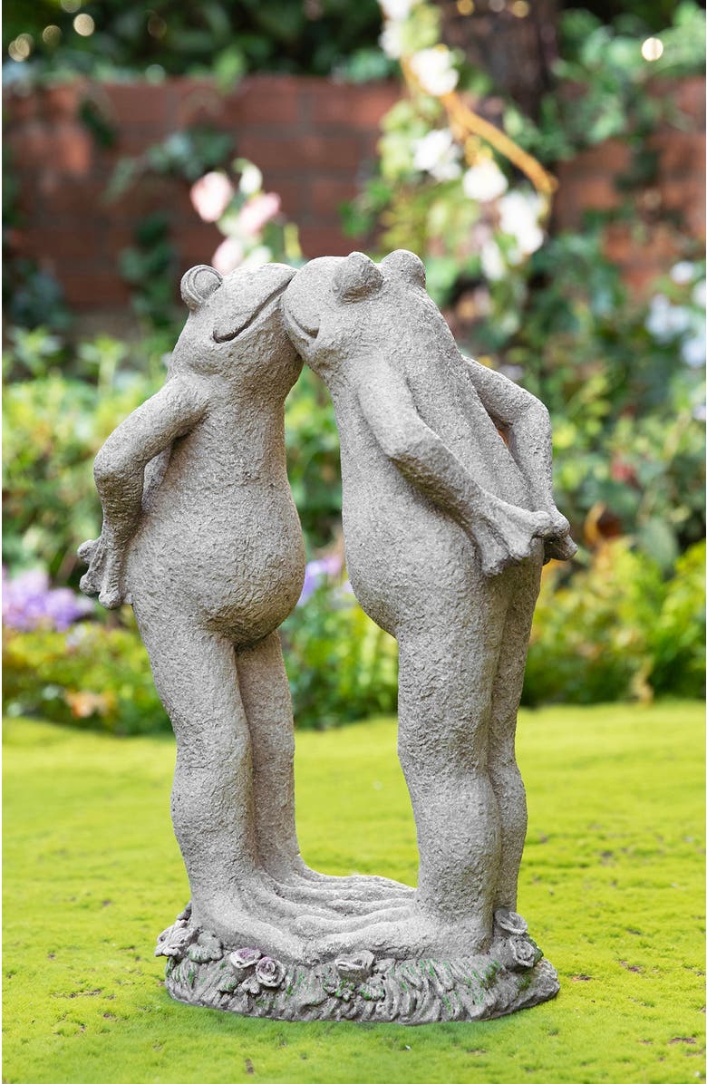 Glitzhome 15.25"H Resin Kissing Frogs Statue, Alternate, color, Grey