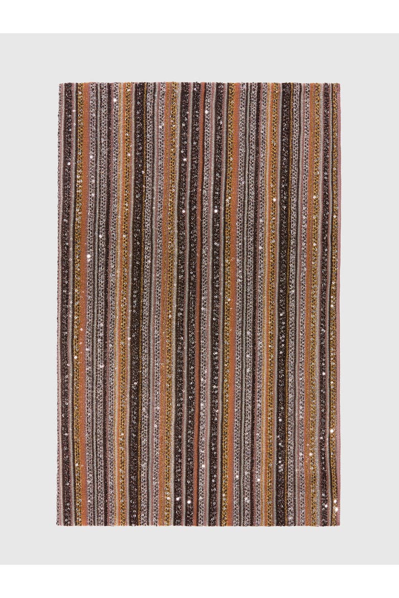 Ribbed Lamé Viscose Stole With Sequins, Main, color, Gold& Beige