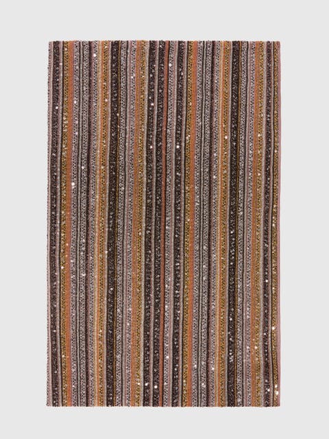Ribbed Lamé Viscose Stole With Sequins