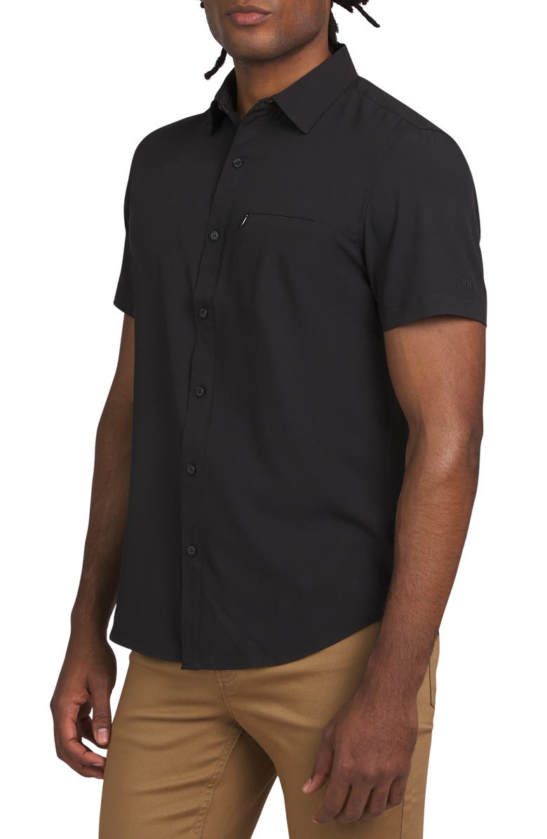 DKNY Lenox Short Sleeve Button-Up Tech Shirt, Alternate, color, 
